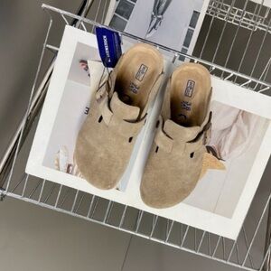 Birkenstock Boston Soft Footbed Taupe Suede Wide
